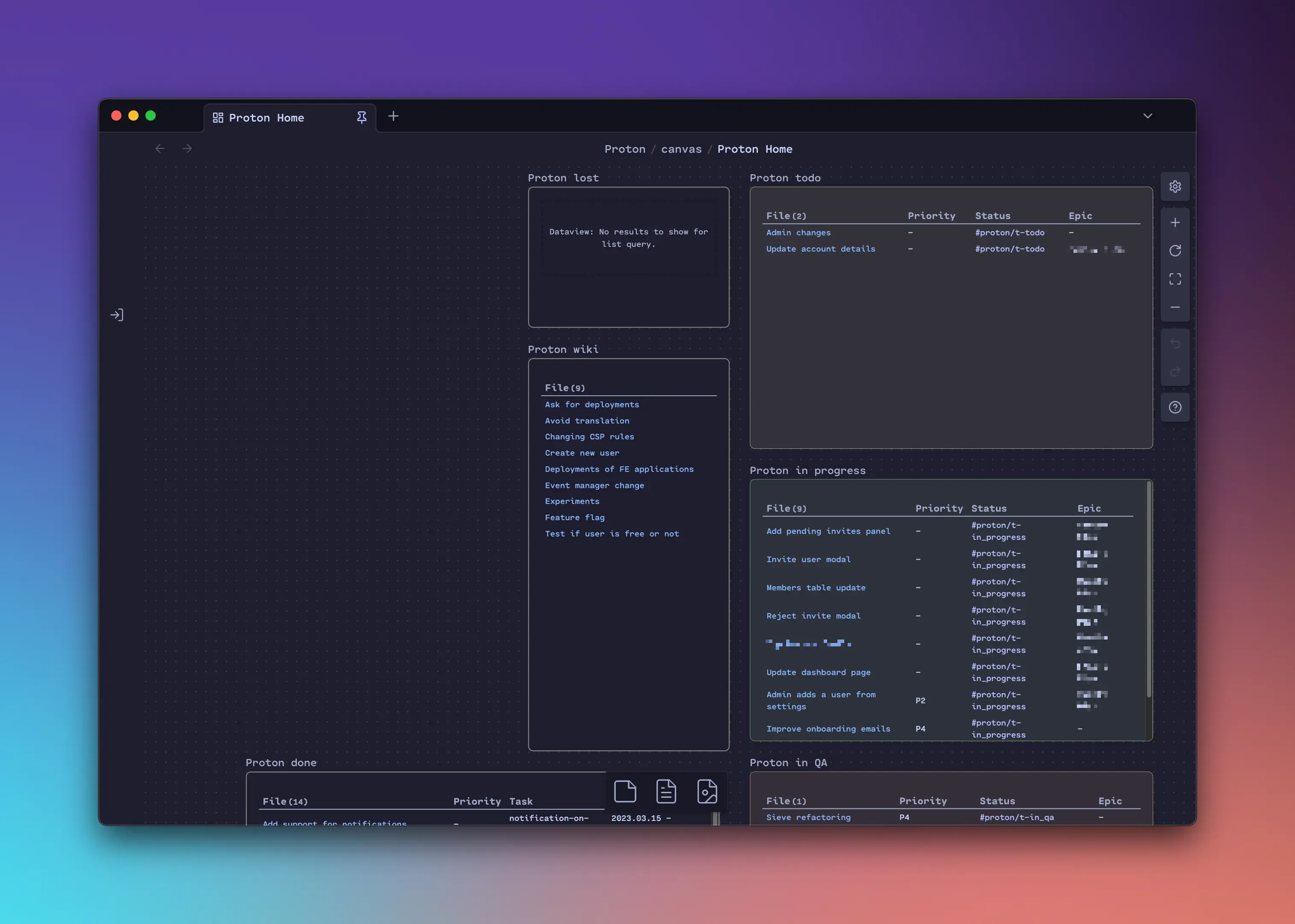 Canvas used as dashboard Canvas used as dashboard
