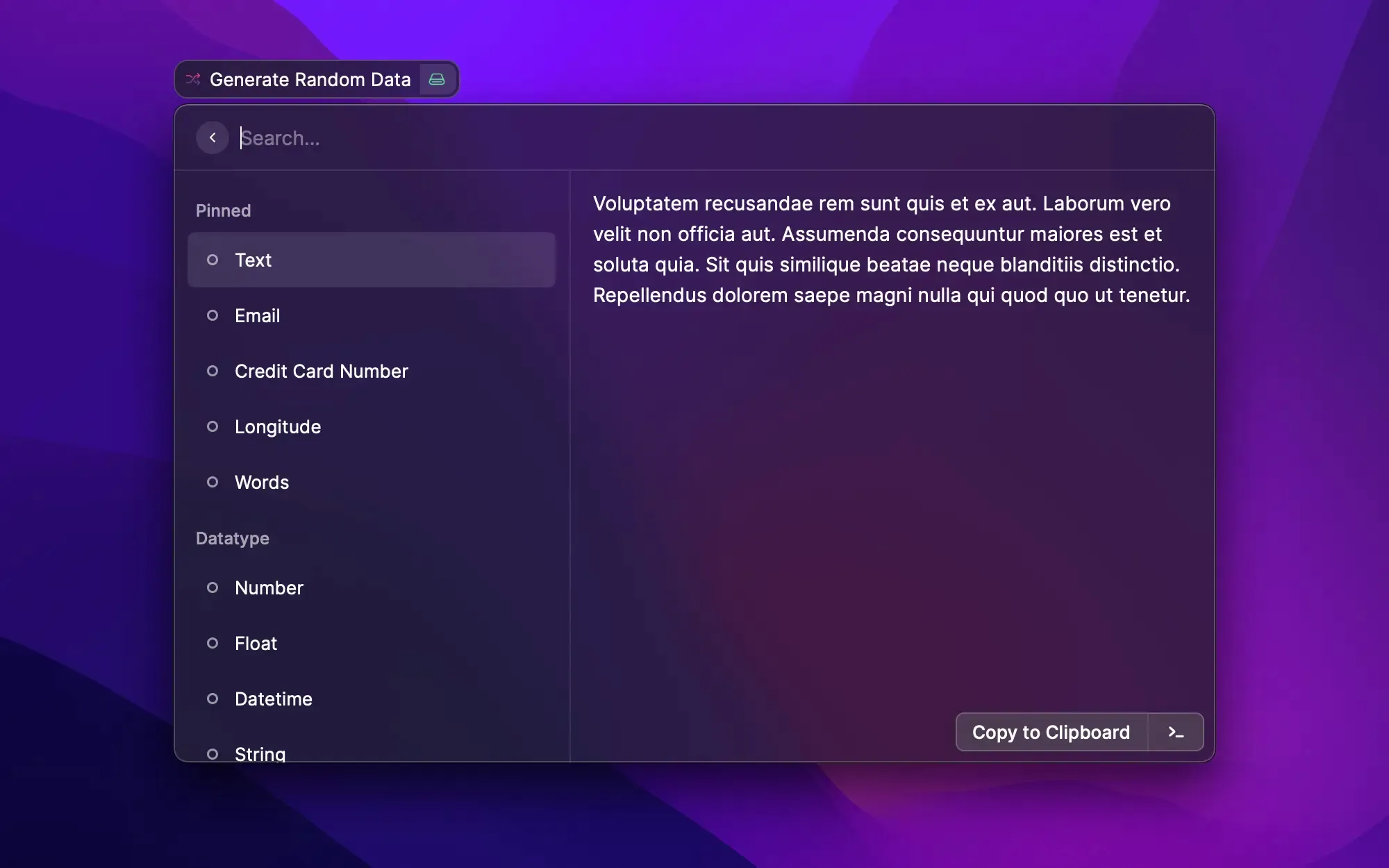 Extension that generates random data